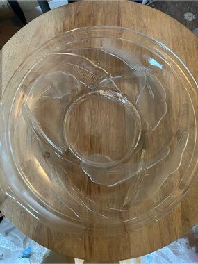 Calla Lily Divided Crystal Serving Tray 14”